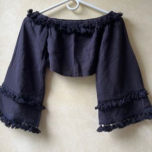 Skylar + Madison Off-Shoulder Crop Shirt